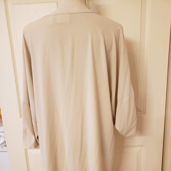 Chico's sheer beige dolman tunic with tie front - Picture 5 of 8